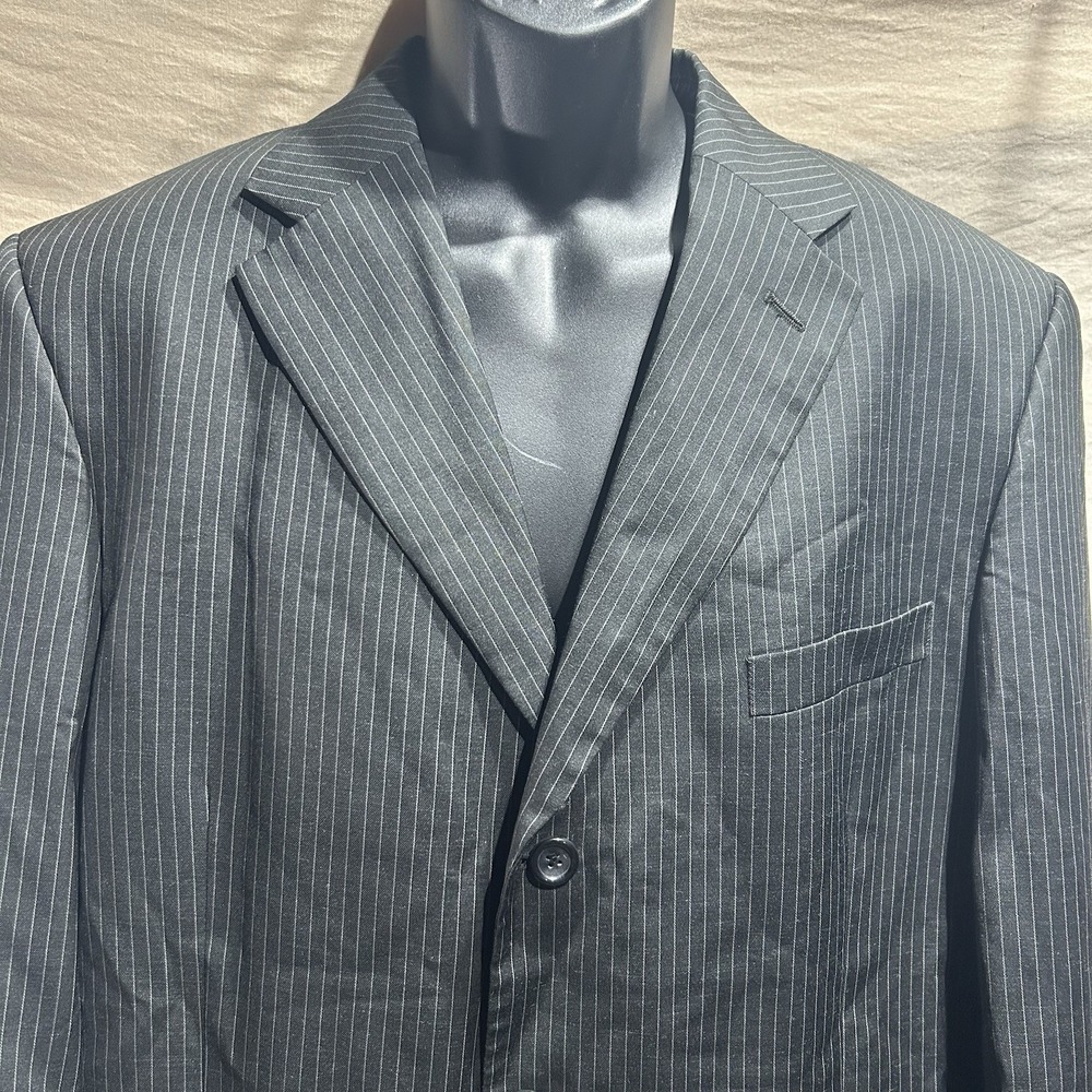 Luca Rossi Italia Mens Suit Jacket Blazer 40R Black Pinstripe 3-Button